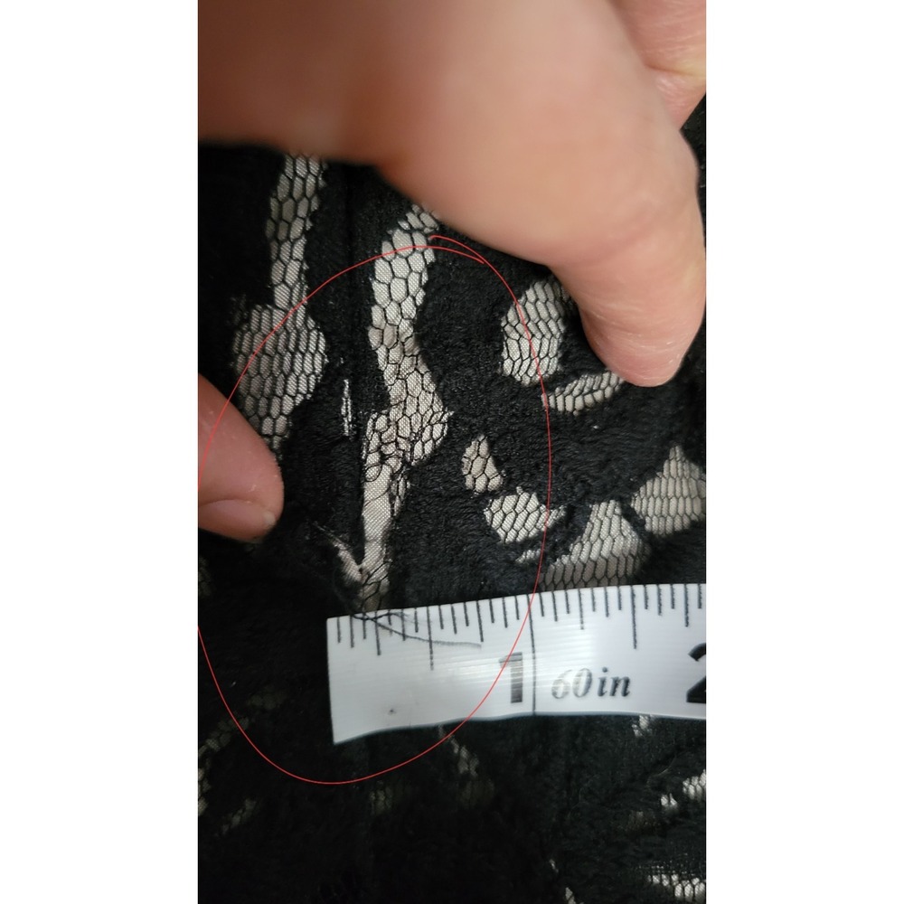 Adrianna Papell Black Lace Overlay Sheath Dress Scoop Neck Cap Sz 6(FLAW) - Picture 13 of 13